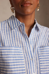 PASSION LIGHT INDIGO STRIPED COTTON SHIRT