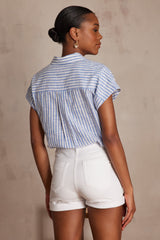 PASSION LIGHT INDIGO STRIPED COTTON SHIRT