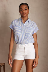 PASSION LIGHT INDIGO STRIPED COTTON SHIRT