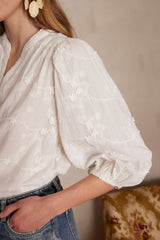 PATIENCE EMBROIDERED COTTON BLOUSE
