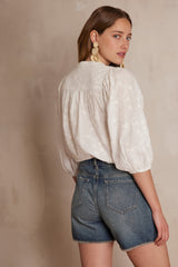 PATIENCE EMBROIDERED COTTON BLOUSE