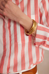 MARILOU CORAL STRIPED BLOUSE