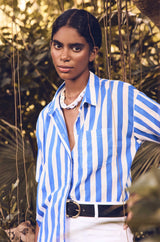 MARILOU ROYAL BLUE STRIPED SHIRT