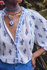 PETALE PRINTED COTTON BLOUSE