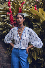 PETALE PRINTED COTTON BLOUSE