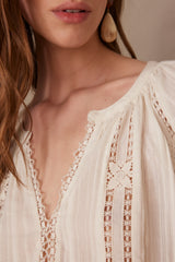 PRUNELLE EMBROIDERED COTTON BLOUSE