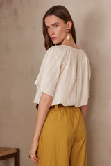 PRUNELLE EMBROIDERED COTTON BLOUSE