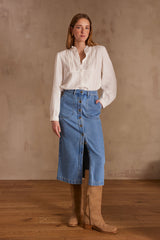 JOYCE BUTONNED MIDI DENIM SKIRT