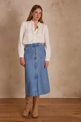 JOYCE BUTONNED MIDI DENIM SKIRT