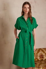 NAYAA GREEN SHIRT DRESS