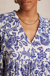 LOLY ROYAL BLUE PRINTED COTTON DRESS