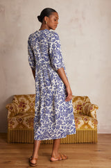 LOLY ROYAL BLUE PRINTED COTTON DRESS