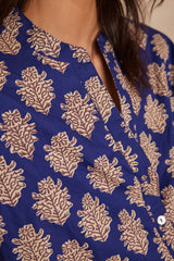 PARTIE ROYAL BLUE PRINTED COTTON SHIRT
