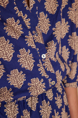 PARTIE ROYAL BLUE PRINTED COTTON SHIRT
