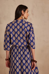 PARTIE ROYAL BLUE PRINTED COTTON SHIRT