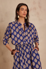PARTIE ROYAL BLUE PRINTED COTTON SHIRT