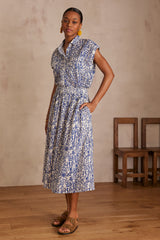 BRUNE BLUE EMBROIDERED PRINTED SKIRT