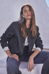 CECILE STRIPED BOMBER JACKET