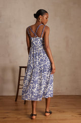 LOUKA ROYAL BLUE PRINTED COTTON DRESS