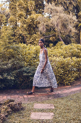 LOUKA ROYAL BLUE PRINTED COTTON DRESS