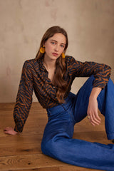 COLETTE INK ZEBRA PRINT COTTON SHIRT