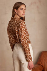 COLETTE CARAMEL ZEBRA PRINT COTTON SHIRT