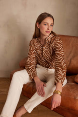 COLETTE CARAMEL ZEBRA PRINT COTTON SHIRT