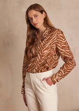 COLETTE CARAMEL ZEBRA PRINT COTTON SHIRT
