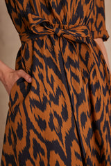 LINDA CARAMEL PRINTED LONG DRESS