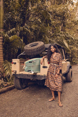 LINDA CARAMEL PRINTED LONG DRESS