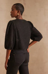 PACO BLACK EMBROIDERED BLOUSE