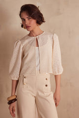 PACO CREAM EMBROIDERED BLOUSE