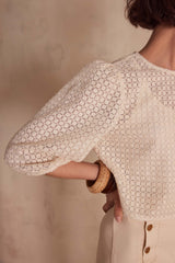 PACO CREAM EMBROIDERED BLOUSE