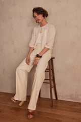 PACO CREAM EMBROIDERED BLOUSE