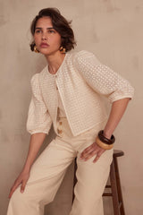 PACO CREAM EMBROIDERED BLOUSE