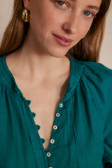 GWYNETH PETROL LINEN DRESS