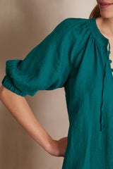 GWYNETH PETROL LINEN DRESS