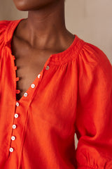 GWYNETH GERANIUM LINEN DRESS