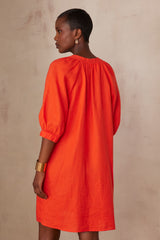 GWYNETH GERANIUM LINEN DRESS