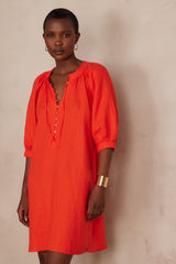 GWYNETH GERANIUM LINEN DRESS