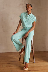 PRUNE GREEN STRIPED TROUSERS