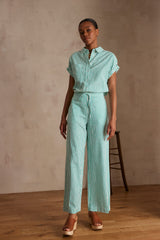 PRUNE GREEN STRIPED TROUSERS