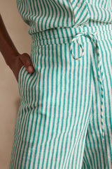 PRUNE GREEN STRIPED TROUSERS
