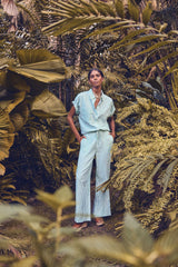 PRUNE GREEN STRIPED TROUSERS