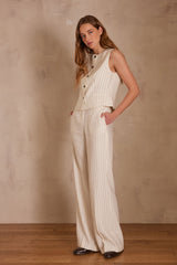 CLIFF STRIPED LINEN WAISTCOAT