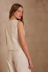 CLIFF STRIPED LINEN WAISTCOAT