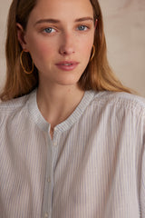 BLISS SKY BLUE STRIPED COTTON BLOUSE