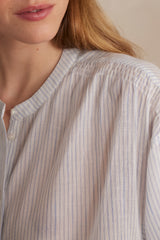 BLISS SKY BLUE STRIPED COTTON BLOUSE