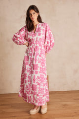 MIRANA PRIMEROSE PRINTED LONG COTTON DRESS