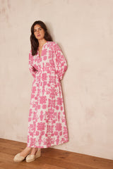 MIRANA PRIMEROSE PRINTED LONG COTTON DRESS